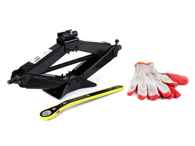Schaarkrik met handslinger 2T en gratis handschoenen, 2000kg - Default Title