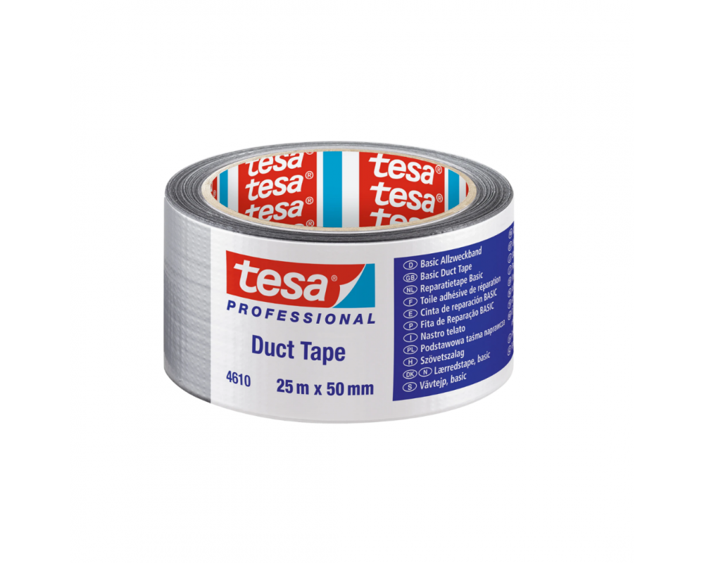 TESA Basic Duct Tape L.25mtr x B. 50mm Zilver (Per 6 Stuks) OP = OP!!