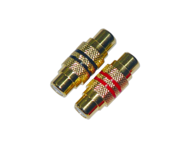 Cinch-connector (f)>(f) hard verguld 1 x rood / 1 x zwart