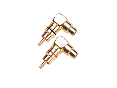 RCA-adapter (f)>(m) 90° klein 1 x rood / 1 x zwart