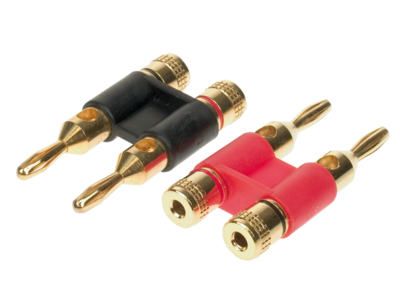 Banaanstekker 1 x rood/1 x zwart 4 mm²-6mm² dubbele stekker