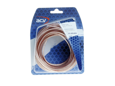 Luidsprekerkabel 2x0,75 mm transparant/blauw blister 10m