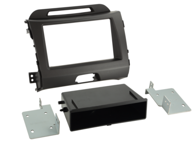 2-DIN radioframe met compartiment Kia Sportage 2010-2016 donkergrijs