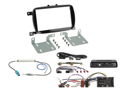2-DIN Inbouw-Kit + Infodapter Fiat 500 (ZAF 312) 07/2015-08/2024