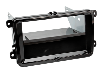 2-DIN radioframe met compartiment Seat/Skoda/VW pianolak zwart