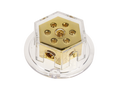 Verdeelblok (goud) 2 x 50 mm² / 4 x 20 mm²