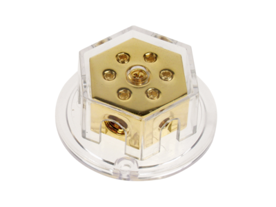 Verdeelblok (goud) 2 x 50 mm² / 4 x 20 mm²