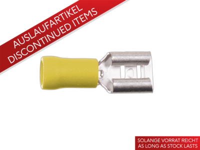 Platte houder (v) 4,0 mm²-6,0 mm²/6,3 mm geel 100 stuks