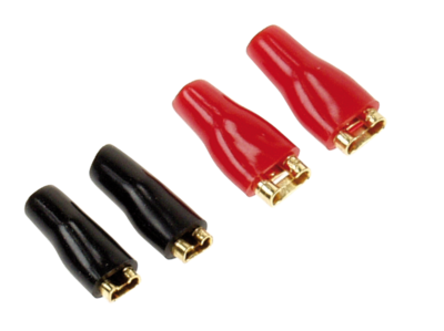 Platte stekkerdozen 2x2,8mm zwart/2x4,8mm rood