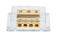Verdeelblok (goud) 1 x 50 mm² + 2 x 20 mm² / 4 x 20 mm²