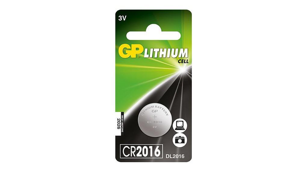 GP Lithium knoopcel CR2016  blister 1