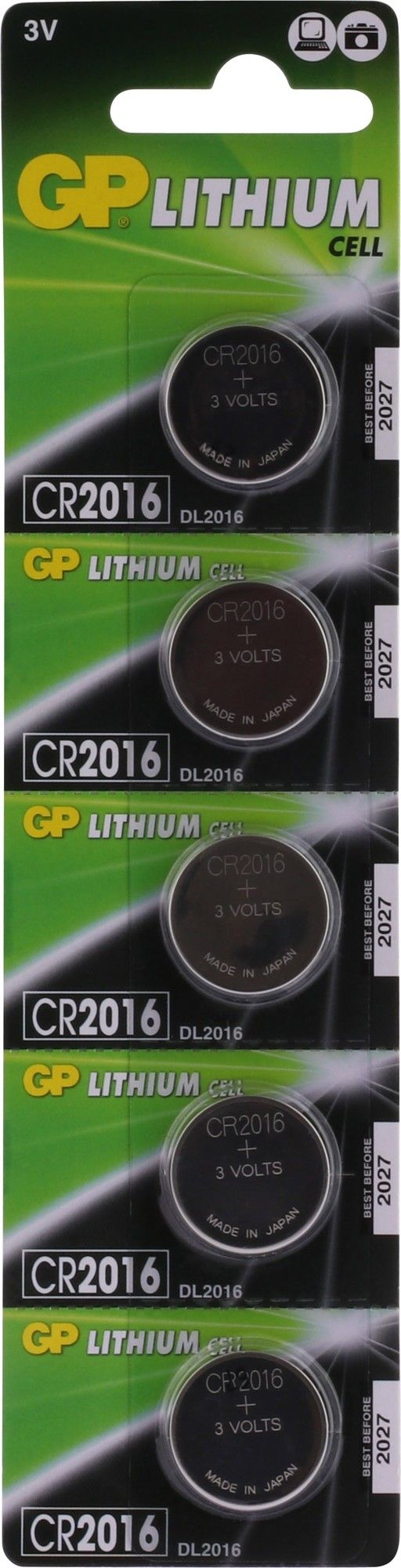 GP Lithium knoopcel CR2016  blister 5x1