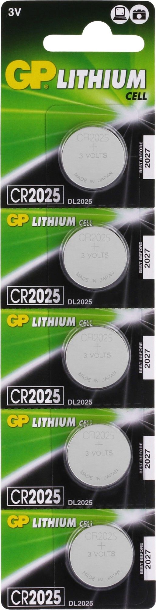 GP Lithium knoopcel CR2025  blister 5x1