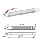 Interieur verlichting 12 LED 280 x 35 x 10mm – aan/uit knop