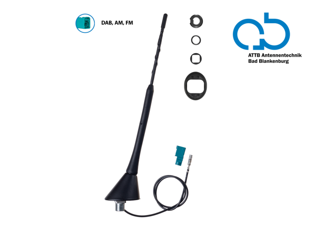 Bad Blankenburg 16V Dak antenne AM/FM 76graden hoek, (DAB+ ready) passief