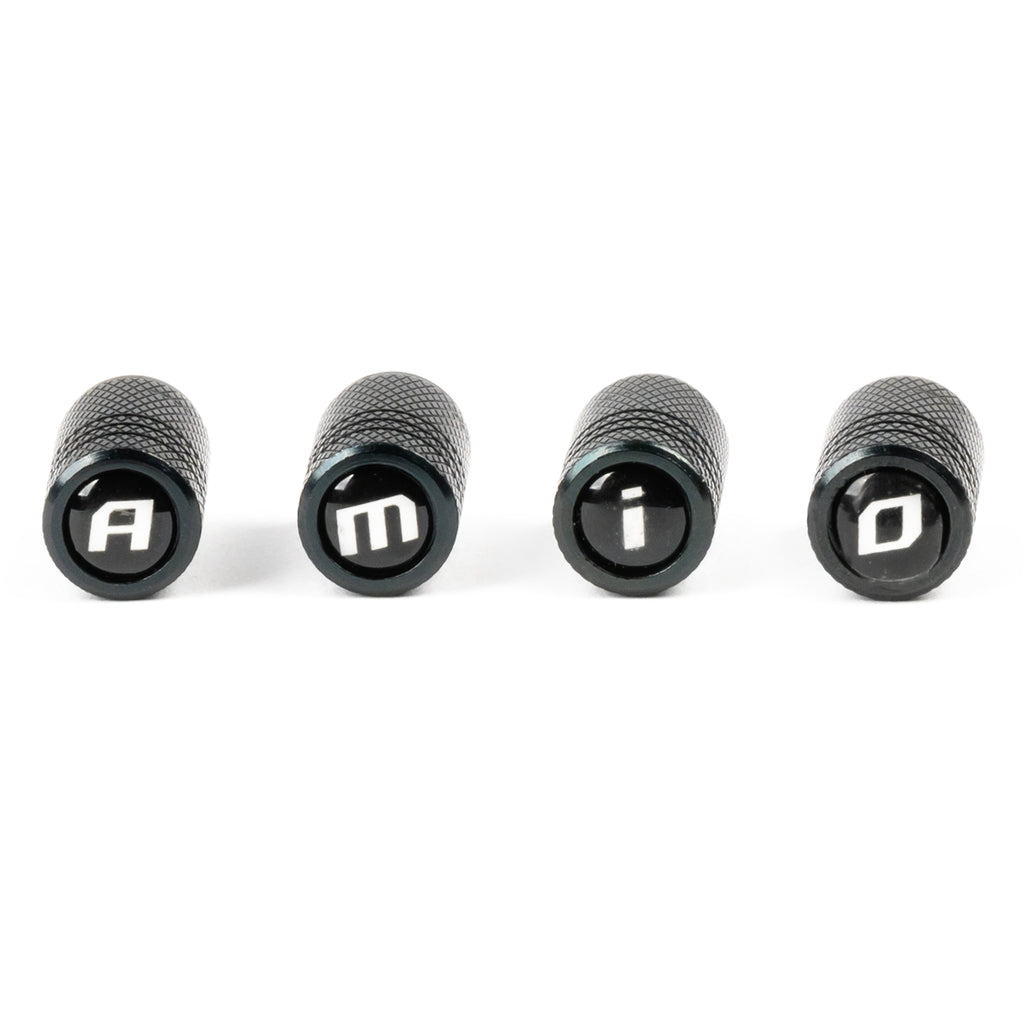 Aluminium zwarte ventieldop AMiO 4 stuks – artikel 03277