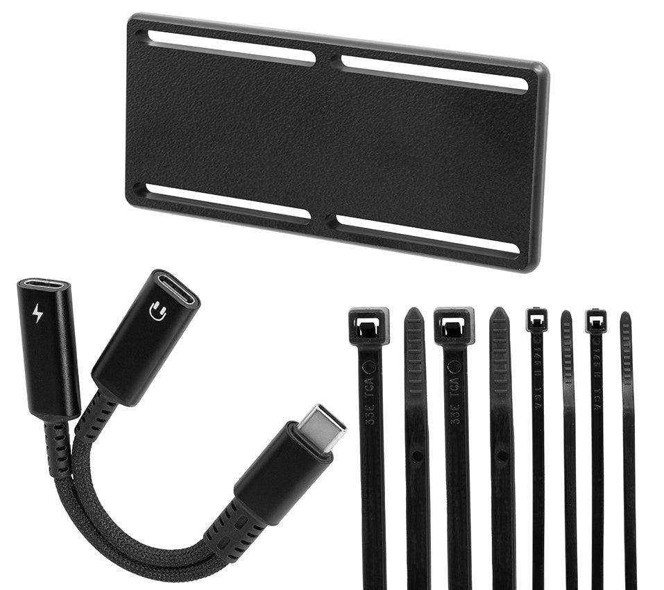 Brodit Accessoire 216477 — USB-C Splitter, PD 60W + Data/Audio, with cable retention
