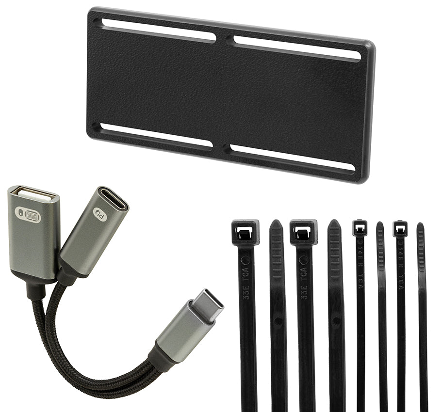 Brodit Accessoire 216479 — USB-C Splitter, PD 60W + USB-A Data, with cable retention