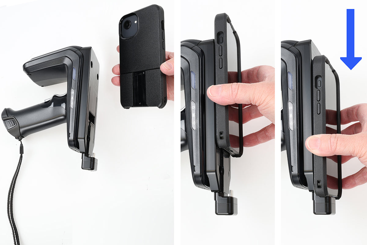 Brodit USB-C-adapterplaat voor Zebra RFD40 Sled – iPhone 16e in OtterBox uniVERSE – artikel 217299 – afbeelding 3