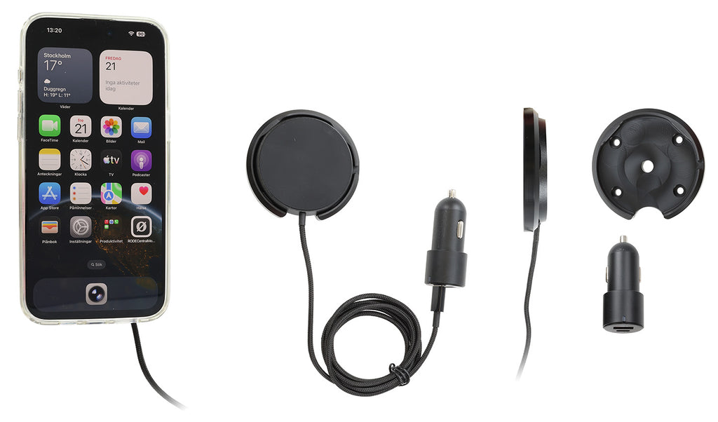 Brodit universele smartphonehouder met magnetische Qi2-lader 25W met 12/24V-adapter – artikel 217305 – afbeelding 6