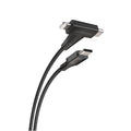 Datakabel usbC - usbC + Lightning 2in1 StrikeLine™ 1.2m zw.