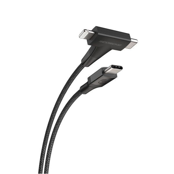 Datakabel usbC - usbC + Lightning 2in1 StrikeLine™ 1.2m zw.
