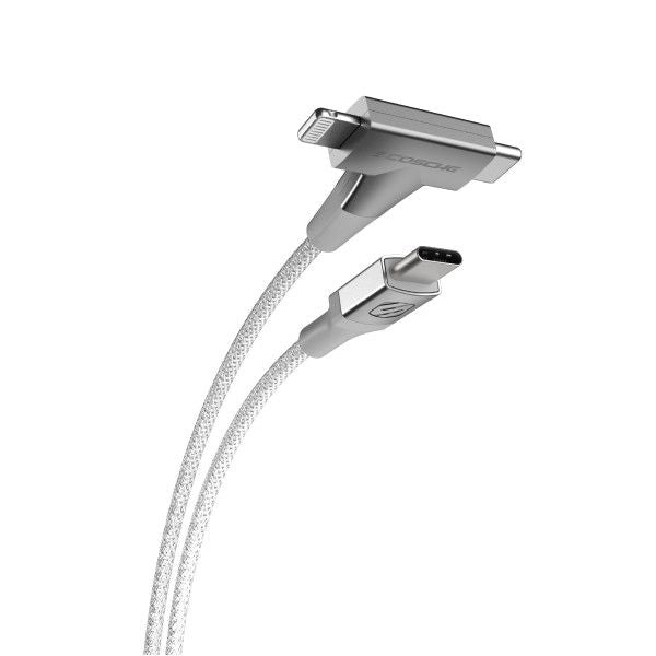 Datakabel usbC - usbC + Lightning 2in1 StrikeLine™ 1.2m wit