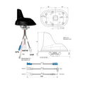 Combi antenne AM/FM / DAB / GPS Shark Fakra M/DIN M/SMB F 5m