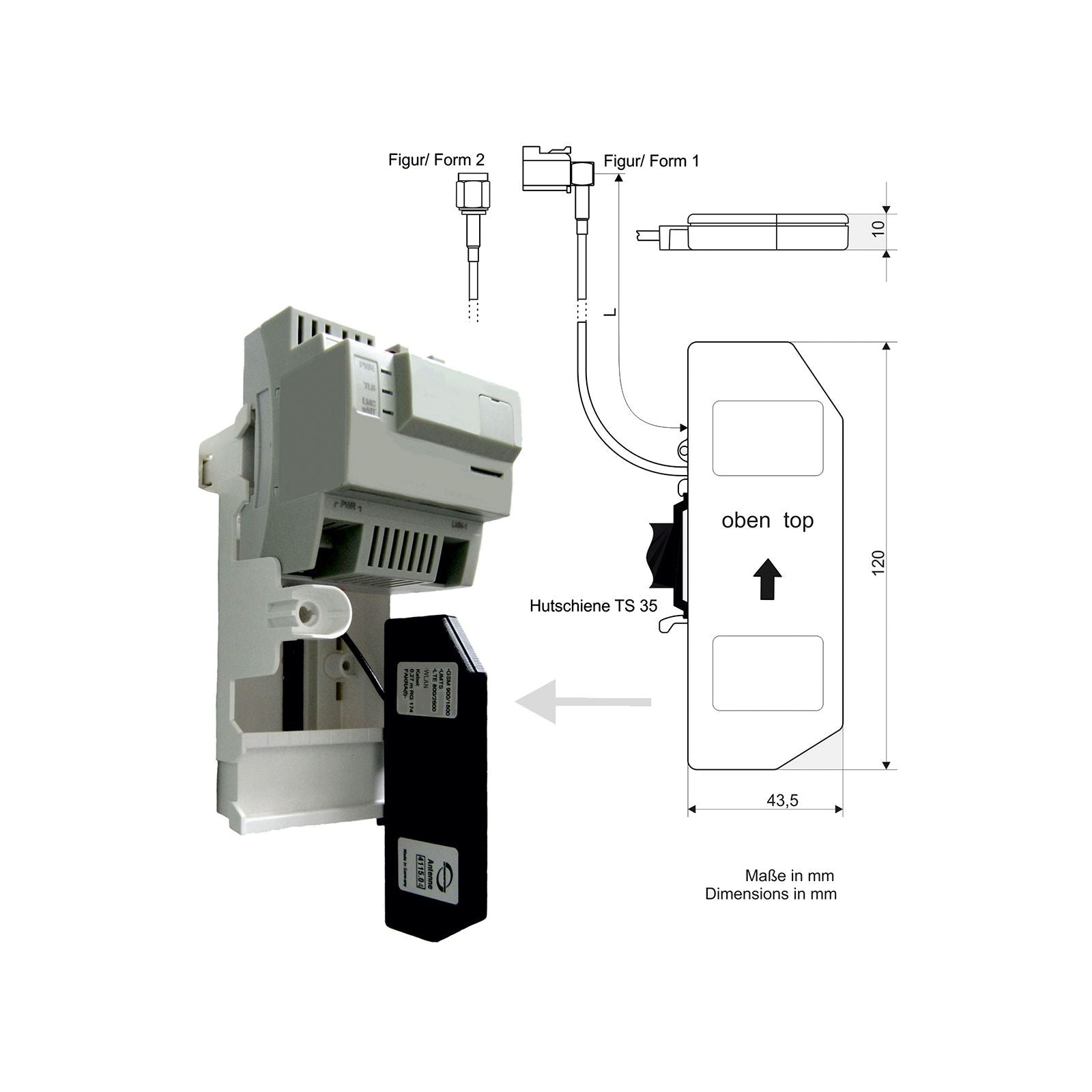 Antenne smartmeter GSM / WLAN / LTE / UMTS Wifi Fakra F 0.2m