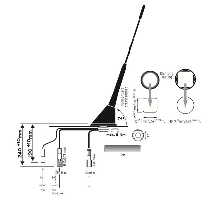 Combi antenne AM/FM/GSM/UMTS CR 85 21 RD S - afbeelding 2