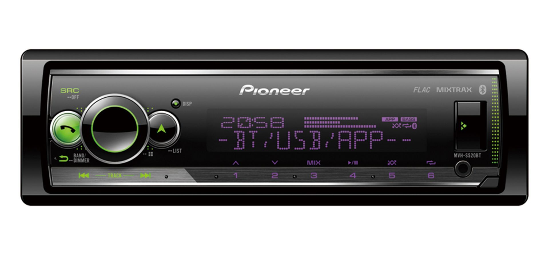 Pioneer MVH-S520BT  Receiver 1DIN USB/BT/smart sync