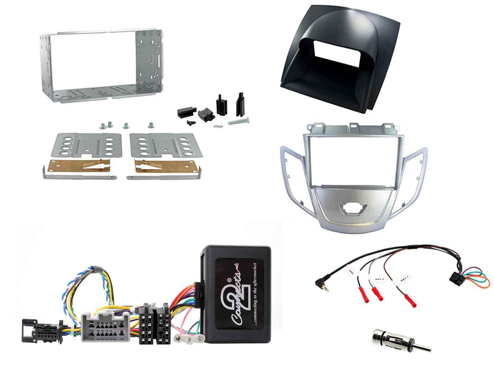 2DIN KIT Ford Fiesta 08-10 zilver frame  display grijs