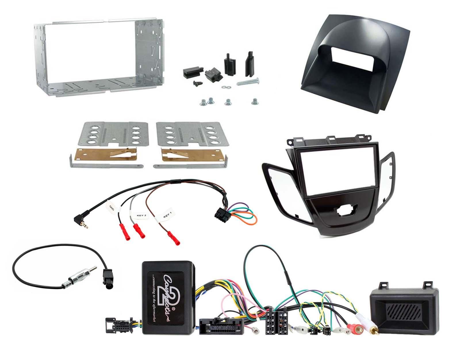 2DIN KIT Ford Fiesta 10-17 piano zwart frame  display grijs