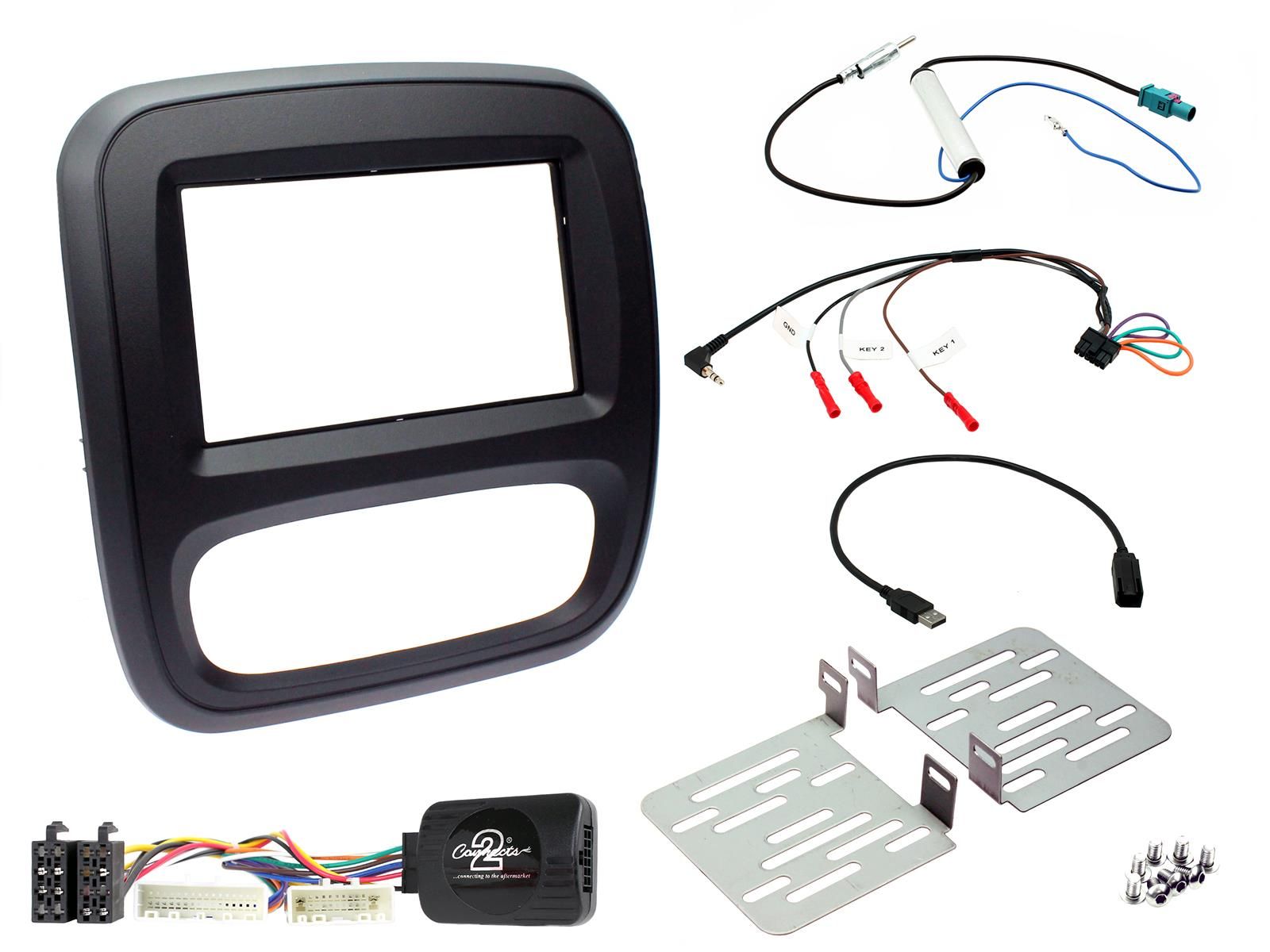 2DIN KIT Vivaro / Trafic 14-19 zwart manuele airco
