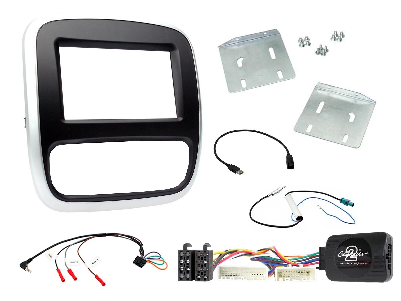 2DIN KIT Opel Vivaro 14-19 zilver/zwart manuele airco