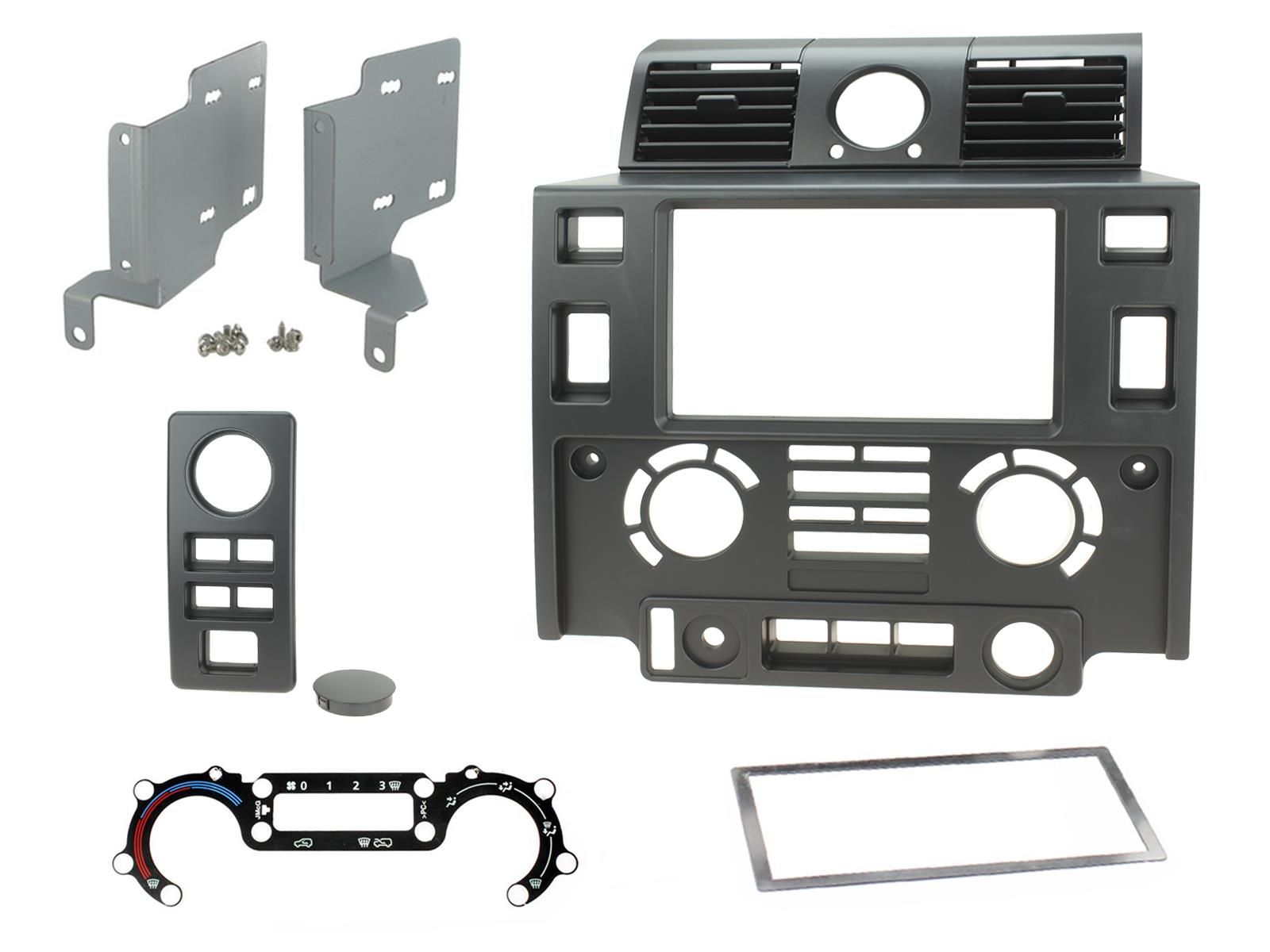 2-DIN frame LR Defender 07-16  zwart retains OEM clock
