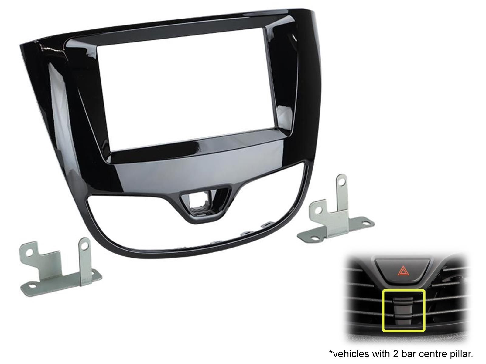 2-DIN frame Opel Karl 17-20 (2 vent. roosters) piano zwart