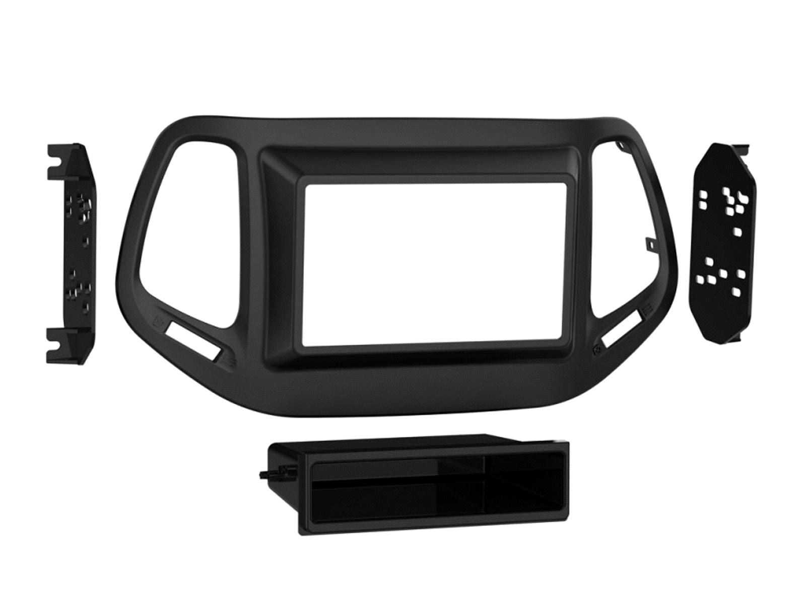 2-DIN frame Jeep Compass 17-21 met bakje  zwart