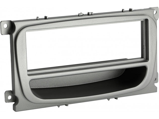 1-DIN Paneel met aflegbakje. Ford Mondeo/Focus/S-MAX/Galaxy Kleur: Zilver