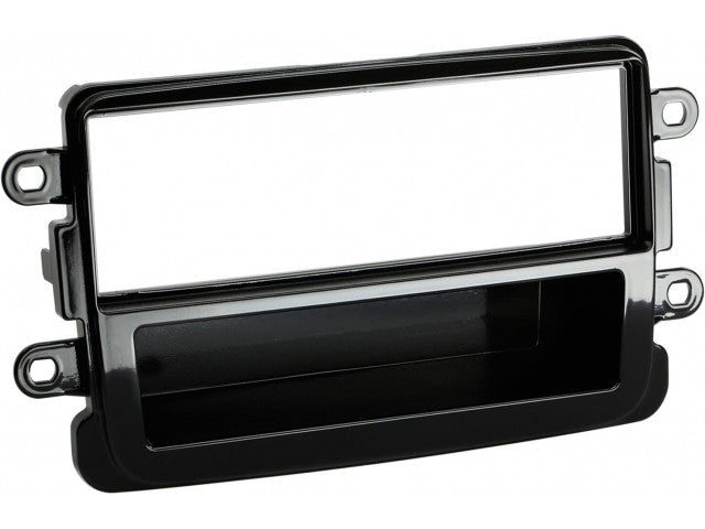 1-DIN Paneel met aflegbakje. Dacia/Fiat/Nissan/Opel/Renault Kleur: Piano Zwart