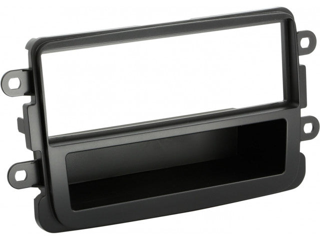 1-DIN Paneel met aflegbakje.Dacia/Fiat/Nissan/Opel/Renault Kleur: Zwart