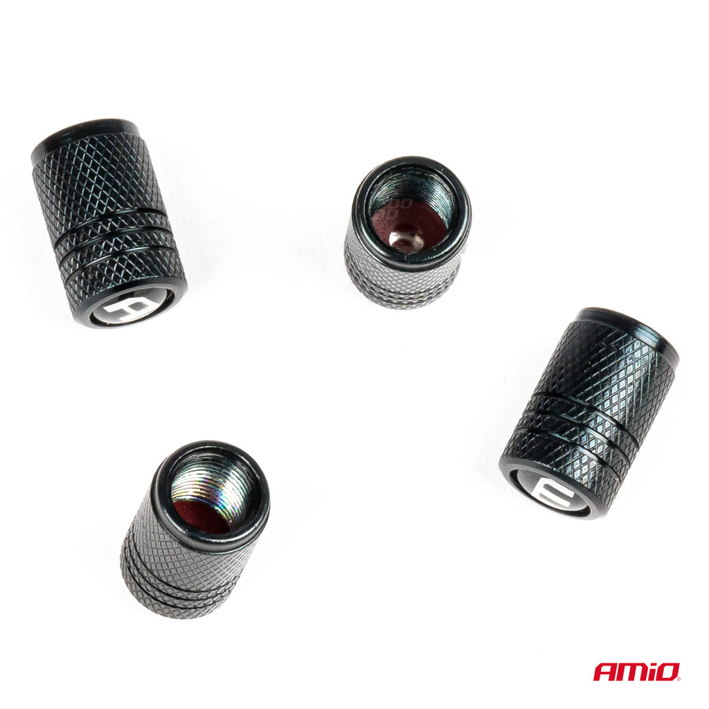 Aluminium zwarte ventieldop AMiO 4 stuks – artikel 03277 – afbeelding 2