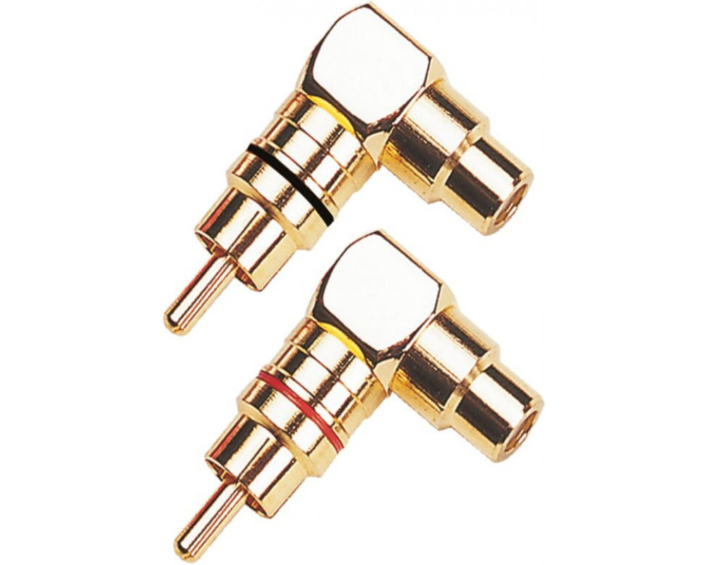 RCA Adapter right - angled small 90° 1 x red / 1 x black