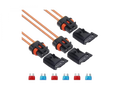 Recoil ATC/ ATO zekering houder met kapje 12AWG 2.5mm2, 3x incl. 3x 10A & 3x 15A zekering
