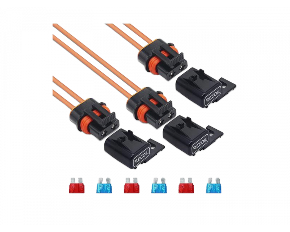 Recoil ATC/ ATO zekering houder met kapje 12AWG 2.5mm2, 3x incl. 3x 10A & 3x 15A zekering