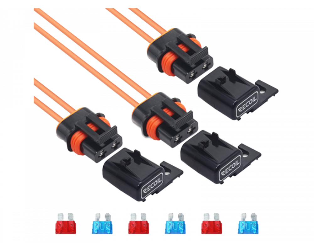 Recoil ATC/ ATO zekering houder met kapje 16AWG 1.5mm2, 3x incl. 3x 10A & 3x 15A zekering
