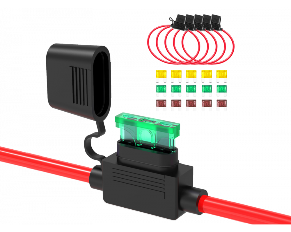Recoil ATC/ ATO zekering houder met kapje 10AWG, 5x incl. 5x 20A & 5x 30A & 5x 40A zekering