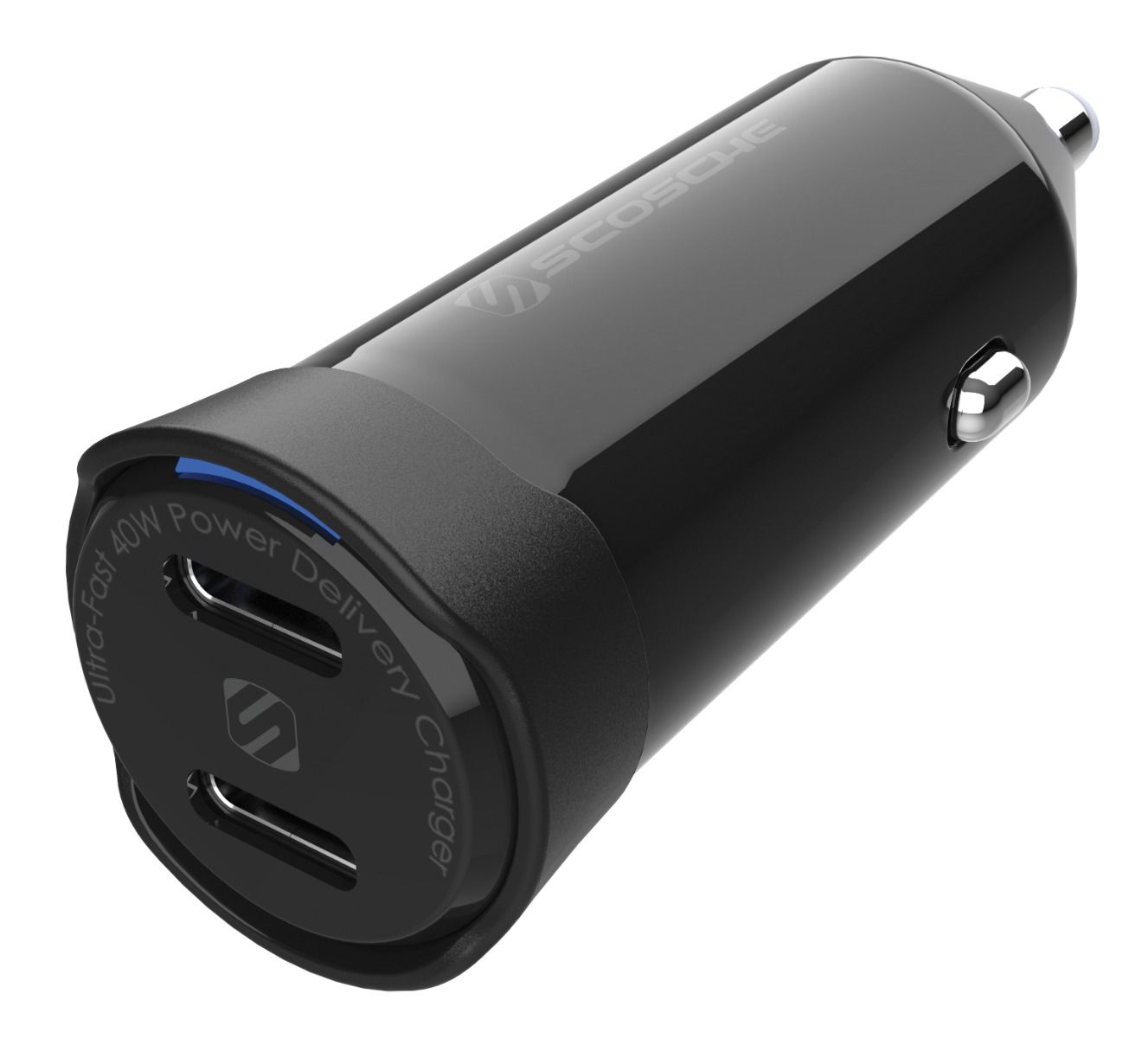 Lader 12/24V Scosche 40W 2x usbC PD 3.0 zwart