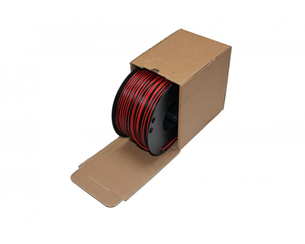 Luidspreker kabel 2 x 0,75 mm zwart / rood 100mtr haspel
