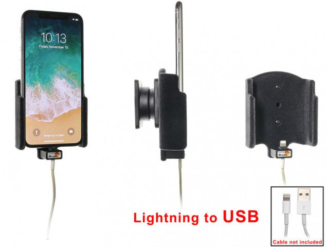 Apple iPhone X / Xs Passieve houder. Voor originele Apple lightning naar USB kabel (Gestoffeerd) - Default Title